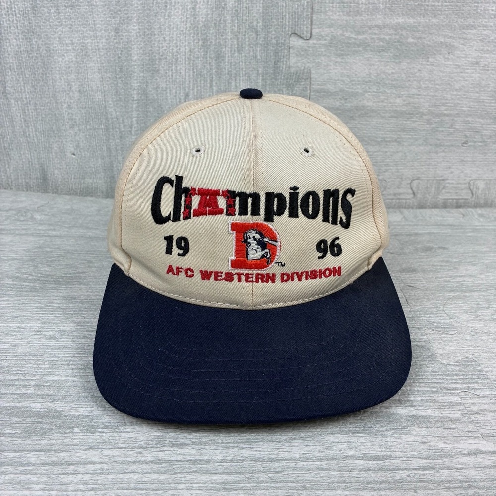 Vintage Denver Broncos Hat Cap Snapback White AFC Western Division Champion 1996